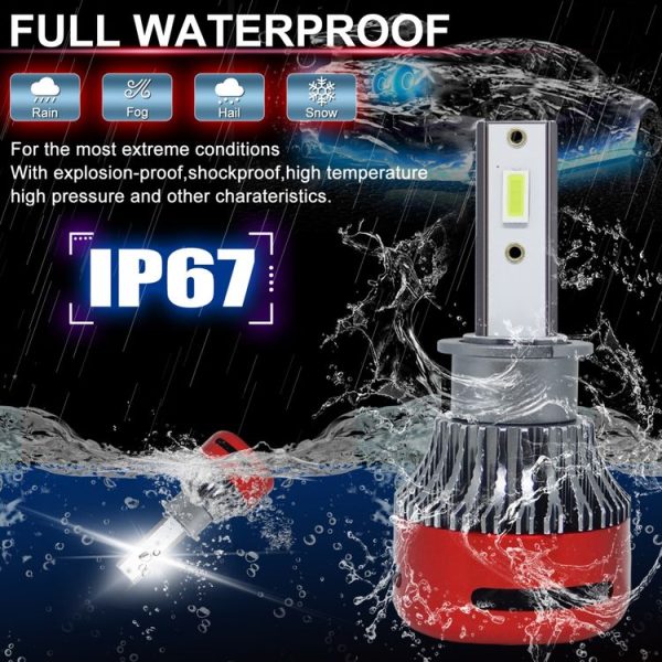 1 Pair F10 H3 DC9-23V / 24W / 2500LM / 6000K IP67 Car LED 3570 Lamp Beads Headlight (White Light) - Image 6