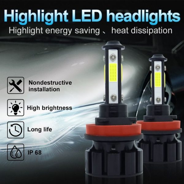 1 Pair V6 H11 DC9-36V / 22W / 2200LM / 6000K IP68 Car LED COB Lamp Beads Headlight - Image 3