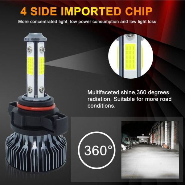 1 Pair V7 5202 DC9-36V / 22W / 2200LM / 6000K IP68 Car LED COB Lamp Beads Headlight (White Light) - Image 4