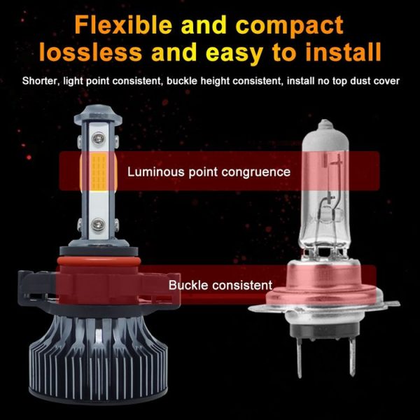 1 Pair V7 5202 DC9-36V / 22W / 2200LM / 6000K IP68 Car LED COB Lamp Beads Headlight (White Light) - Image 6
