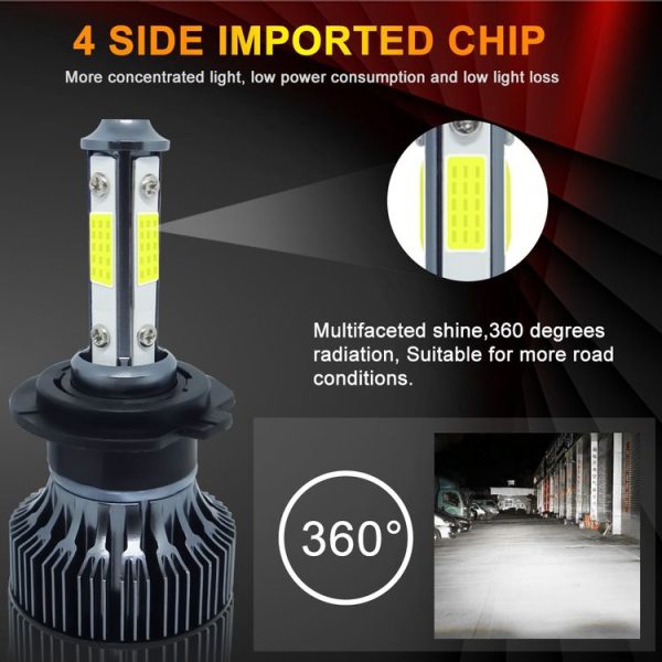 1 Pair V7 H7 DC9-36V / 22W / 2200LM / 6000K IP68 Car LED COB Lamp Beads Headlight (White Light) - Image 4
