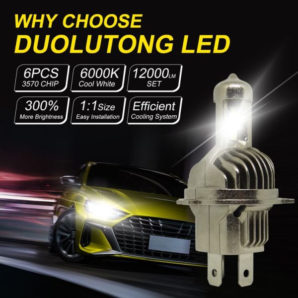 1 Pair A15 H4 DC9-16V / 30W / 3000LM / 6500K IP67 Car LED 3570 Lamp Beads Headlight (White Light) - Image 6