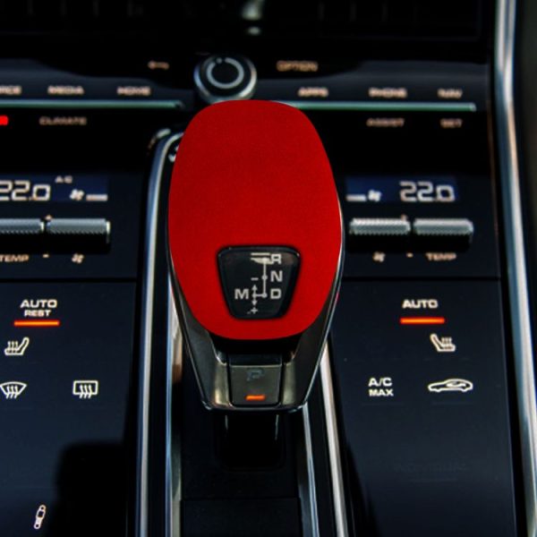 Car Suede Wrap Gear Shift Knob Cover for Porsche Cayenne / Panamera 2018-, Left and Right Drive Universal (Wine Red) - Image 6