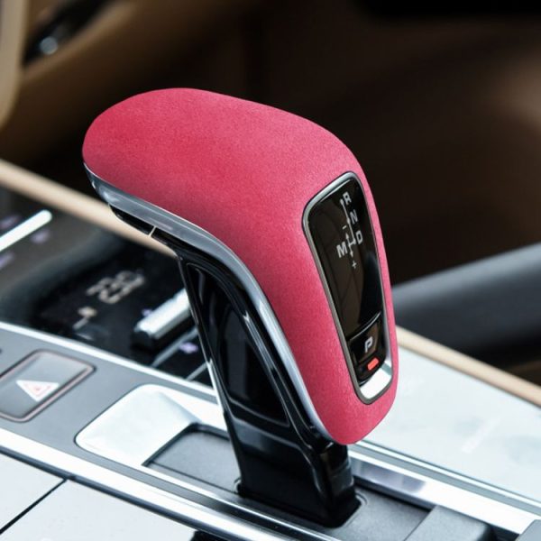 Car Suede Wrap Gear Handle Cover for Porsche Cayenne 2018-2021, Left and Right Drive Universal (Pink) - Image 4