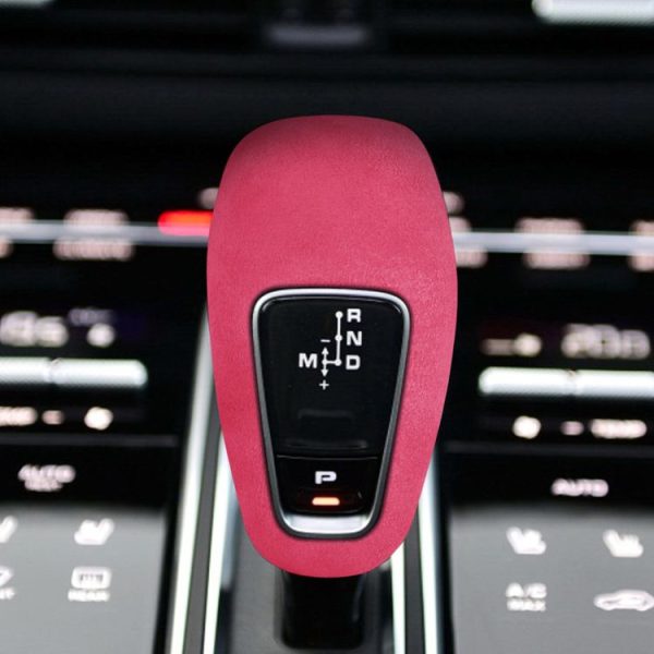 Car Suede Wrap Gear Handle Cover for Porsche Cayenne 2018-2021, Left and Right Drive Universal (Pink) - Image 5
