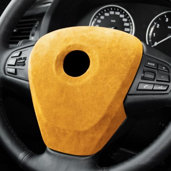 Car Suede Wrap Steering Wheel Decorative Cover for BMW X3 F25 2011-2017 Low-level Configuration Version, Left and Right Drive Universal (Yellow) - Image 5