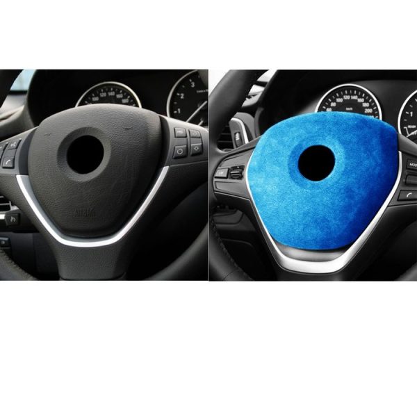 Car Suede Wrap Steering Wheel Decorative Cover for BMW X5 / E70 / X6 / E71 2008-2013 High-level Configuration Version, Left and Right Drive Universal (Sky Blue) - Image 6