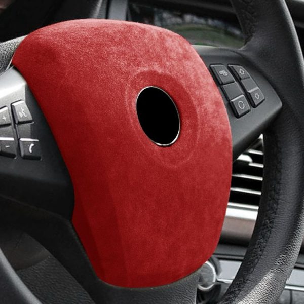 Car Suede Wrap Steering Wheel Decorative Cover for BMW X5 / E70 / X6 / E71 2008-2013 Low-level Configuration Version, Left and Right Drive Universal (Wine Red) - Image 5