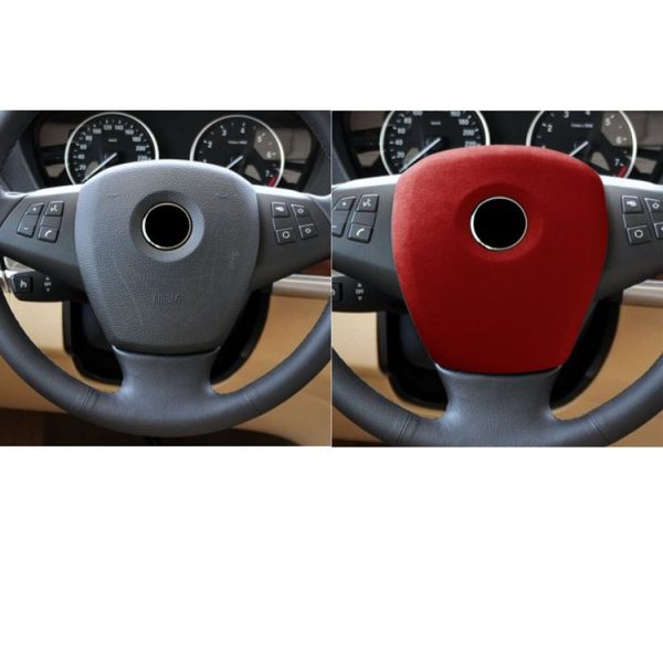 Car Suede Wrap Steering Wheel Decorative Cover for BMW X5 / E70 / X6 / E71 2008-2013 Low-level Configuration Version, Left and Right Drive Universal (Wine Red) - Image 6