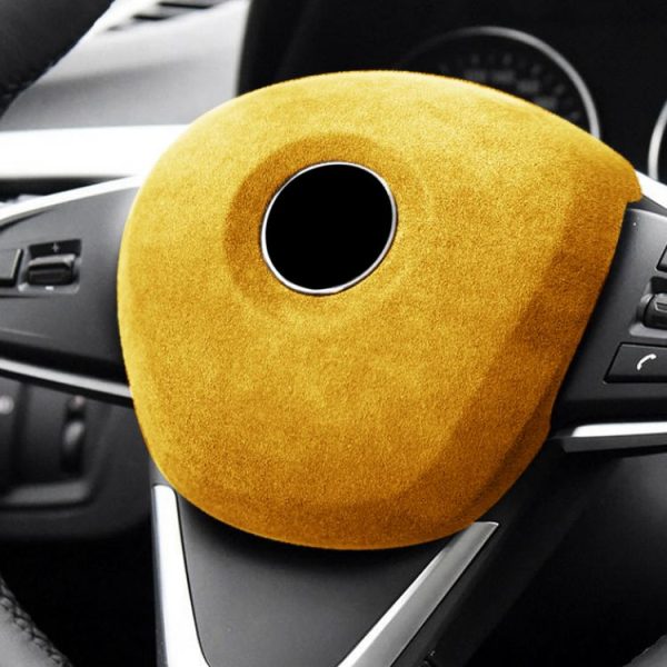 Car Suede Wrap Steering Wheel Decorative Cover for BMW X1 2016-2021, Left and Right Drive Universal (Yellow) - Image 5