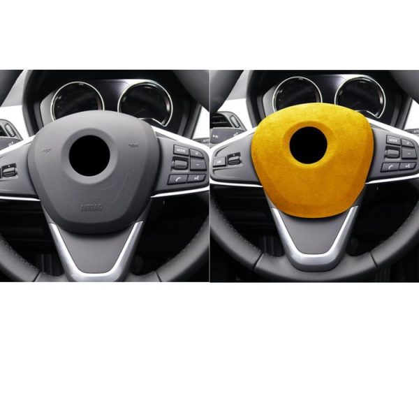 Car Suede Wrap Steering Wheel Decorative Cover for BMW X1 2016-2021, Left and Right Drive Universal (Yellow) - Image 6