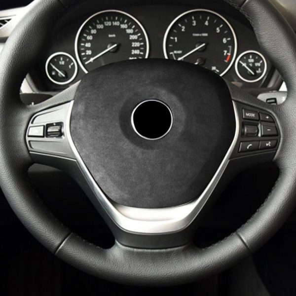 Car Suede Wrap Steering Wheel Decorative Cover for BMW F Chassis 1 / 3 / GT 4 Series High-level Configuration Version, Left and Right Drive Universal (Black Grey) - Image 5