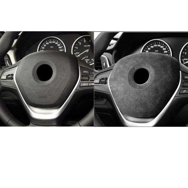 Car Suede Wrap Steering Wheel Decorative Cover for BMW F Chassis 1 / 3 / GT 4 Series High-level Configuration Version, Left and Right Drive Universal (Black Grey) - Image 6
