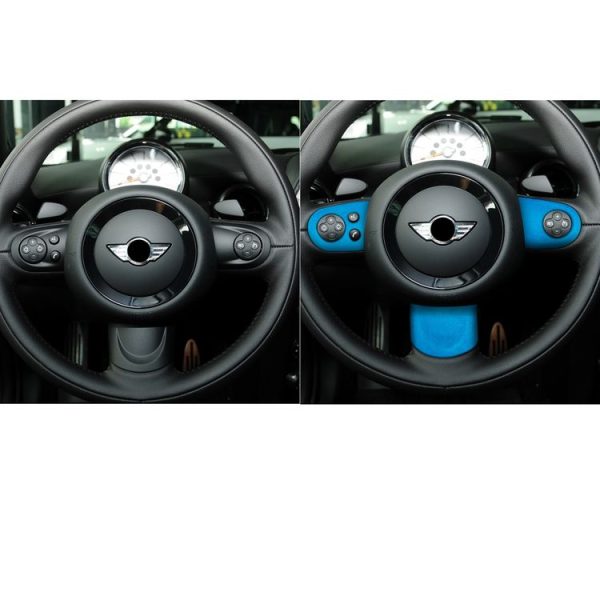 Car Suede Wrap Steering Wheel Decorative Cover for BMW mini R Series, Left and Right Drive Universal (Sky Blue) - Image 6