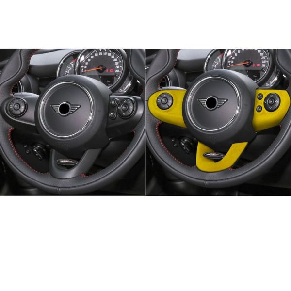 Car Suede Wrap Steering Wheel Decorative Cover for BMW mini F Series, Left and Right Drive Universal (Yellow) - Image 6