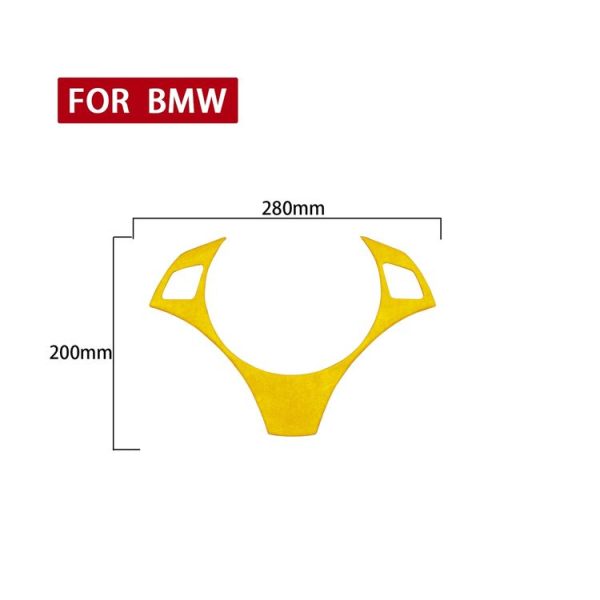 Car Suede Wrap Steering Wheel Decorative Cover for BMW 1 Series 2007-2011 / 3 Series 2005-2012, Left Drive (Yellow) - Image 2