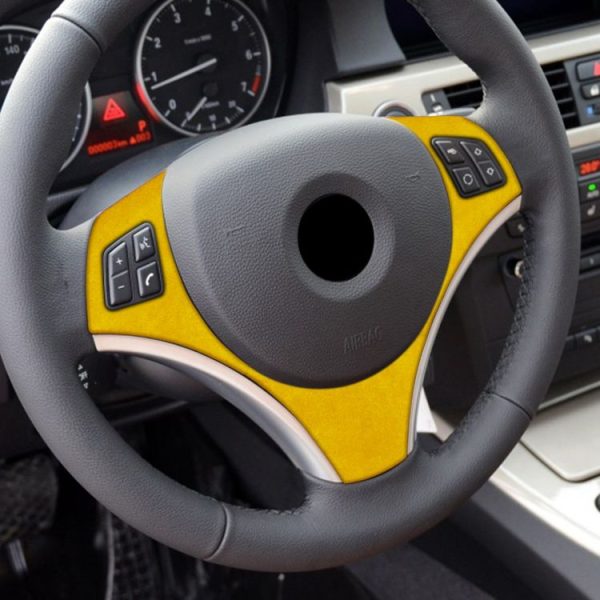 Car Suede Wrap Steering Wheel Decorative Cover for BMW 1 Series 2007-2011 / 3 Series 2005-2012, Left Drive (Yellow) - Image 5