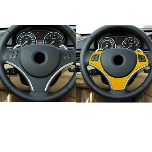Car Suede Wrap Steering Wheel Decorative Cover for BMW 1 Series 2007-2011 / 3 Series 2005-2012, Left Drive (Yellow) - Image 6