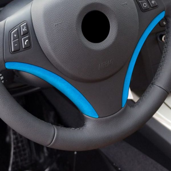 Car Suede Wrap Steering Wheel Side Decorative Cover for BMW 1 Series 2007-2011 / 3 Series 2005-2012, Left Drive (Sky Blue) - Image 4