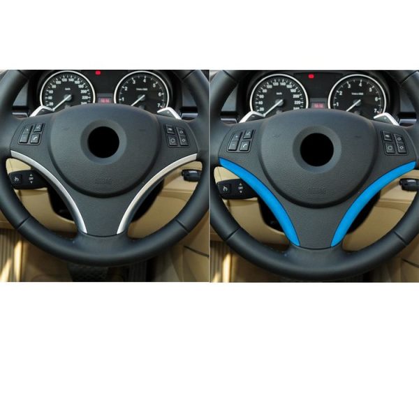 Car Suede Wrap Steering Wheel Side Decorative Cover for BMW 1 Series 2007-2011 / 3 Series 2005-2012, Left Drive (Sky Blue) - Image 5