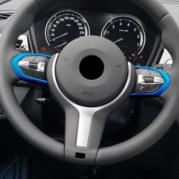 Car Suede Wrap Steering Wheel Decorative Cover for BMW 1 / 2 / 5 Series, Left and Right Drive Universal (Sky Blue) - Image 5