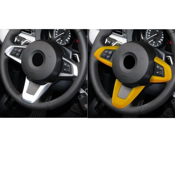 Car Suede Wrap Steering Wheel Decorative Cover for BMW Z4 2009-2015, Left and Right Drive Universal (Yellow) - Image 6