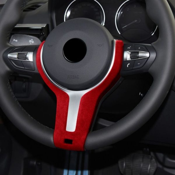 Car Suede Wrap Steering Wheel Decorative Cover for BMW F Chassis, Left Drive (Wine Red) - Image 5