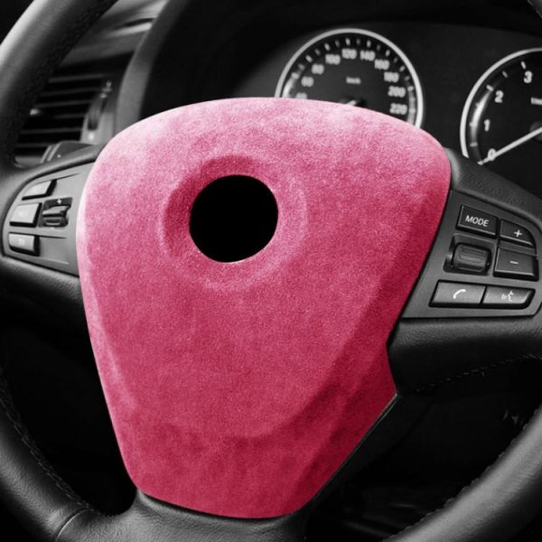 Car Suede Wrap Steering Wheel Decorative Cover for BMW X3 F25 2011-2017 Low-level Configuration Version, Left and Right Drive Universal (Pink) - Image 5