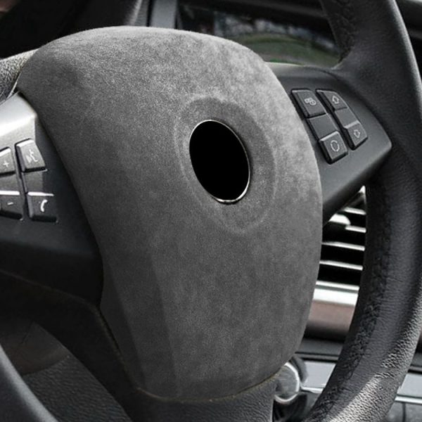 Car Suede Wrap Steering Wheel Decorative Cover for BMW X5 E70 / X6 E71 2008-2013 Low-level Configuration Version, Left and Right Drive Universal (Black Grey) - Image 5