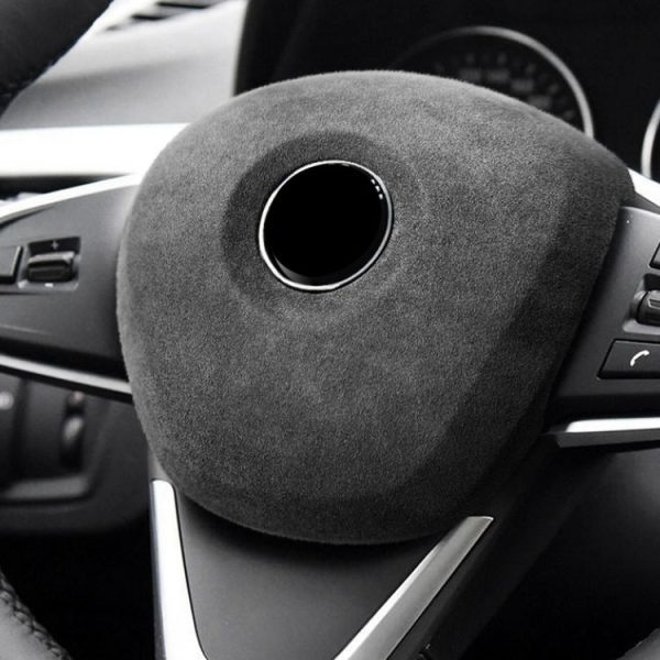Car Suede Wrap Steering Wheel Decorative Cover for BMW X1 2016-2021, Left and Right Drive Universal (Black Grey) - Image 5