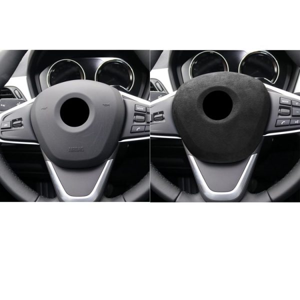 Car Suede Wrap Steering Wheel Decorative Cover for BMW X1 2016-2021, Left and Right Drive Universal (Black Grey) - Image 6