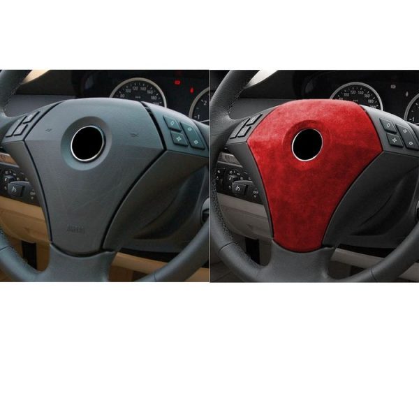 Car Suede Wrap Steering Wheel Decorative Cover for BMW E60 5 Series 2003-2012 Low-level Configuration Version, Left and Right Drive Universal (Wine Red) - Image 6