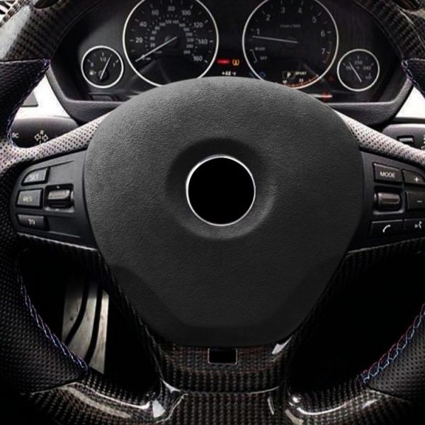 Car Suede Wrap Steering Wheel Decorative Cover for BMW F Chassis Low-level Configuration Version, Left and Right Drive Universal (Black Grey) - Image 5