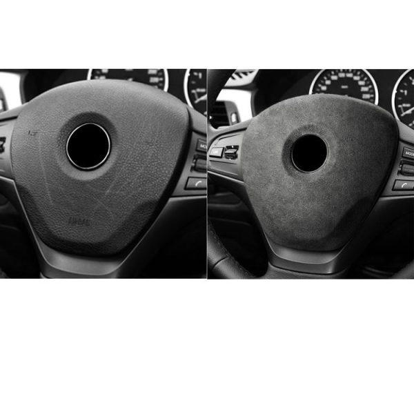 Car Suede Wrap Steering Wheel Decorative Cover for BMW F Chassis Low-level Configuration Version, Left and Right Drive Universal (Black Grey) - Image 6