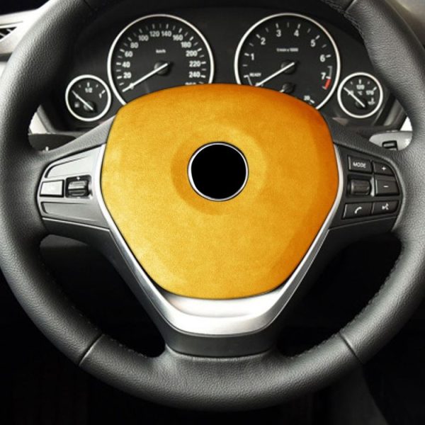 Car Suede Wrap Steering Wheel Decorative Cover for BMW F Chassis High-level Configuration Version, Left and Right Drive Universal (Yellow) - Image 5