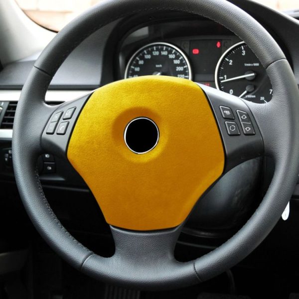 Car Suede Wrap Steering Wheel Decorative Cover for BMW 3 Series E90 E92 E93 2005-2012 Low-level Configuration Version, Left and Right Drive Universal (Yellow) - Image 5