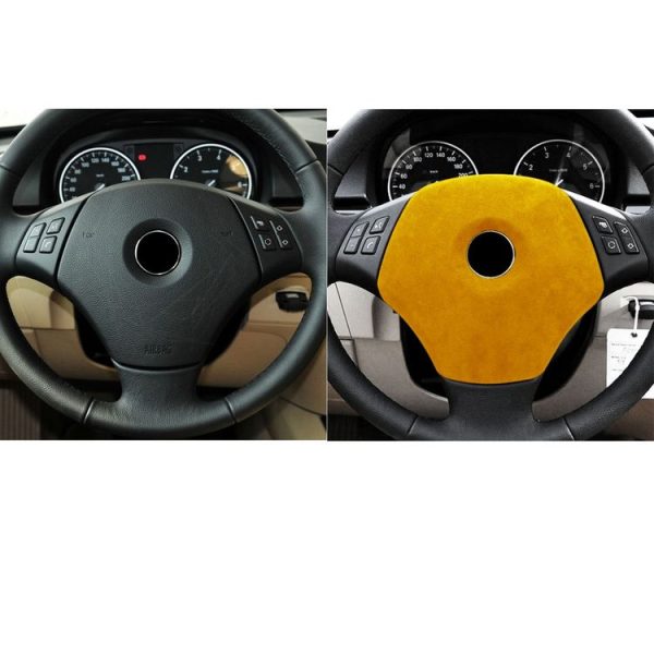 Car Suede Wrap Steering Wheel Decorative Cover for BMW 3 Series E90 E92 E93 2005-2012 Low-level Configuration Version, Left and Right Drive Universal (Yellow) - Image 6