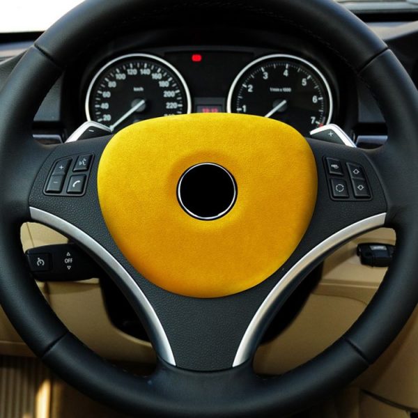 Car Suede Wrap Steering Wheel Decorative Cover for BMW 3 Series E90 E92 E93 2005-2012 High-level Configuration Version, Left and Right Drive Universal (Yellow) - Image 5