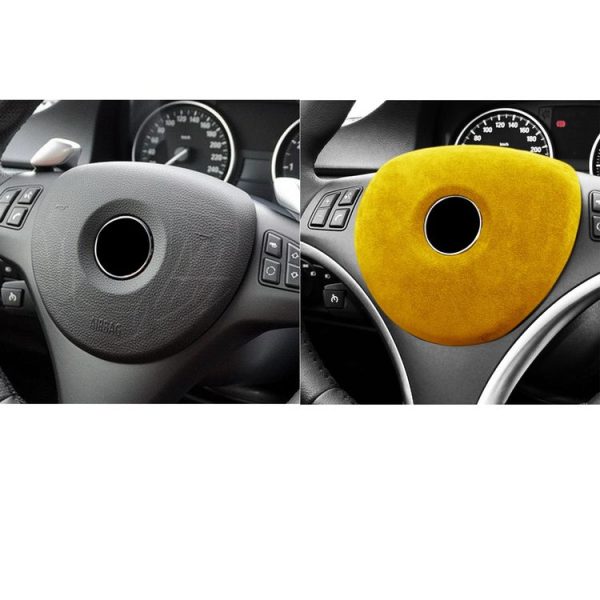 Car Suede Wrap Steering Wheel Decorative Cover for BMW 3 Series E90 E92 E93 2005-2012 High-level Configuration Version, Left and Right Drive Universal (Yellow) - Image 6