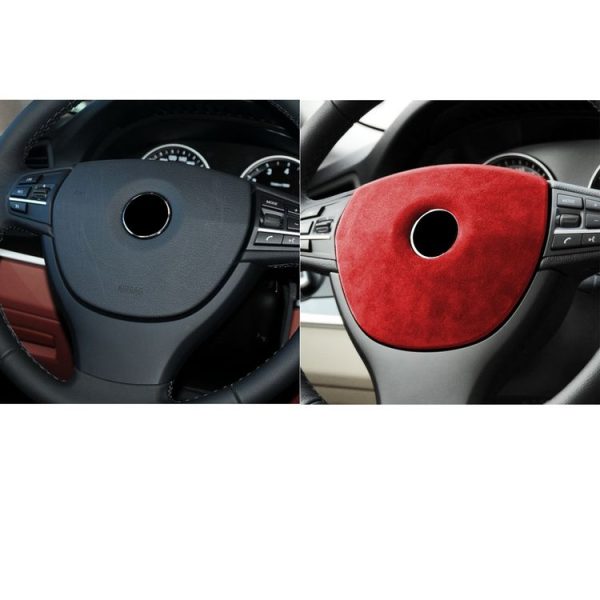 Car Suede Wrap Steering Wheel Decorative Cover for BMW 5 Series Lowh-level Configuration Version, Left and Right Drive Universal (Wine Red) - Image 6