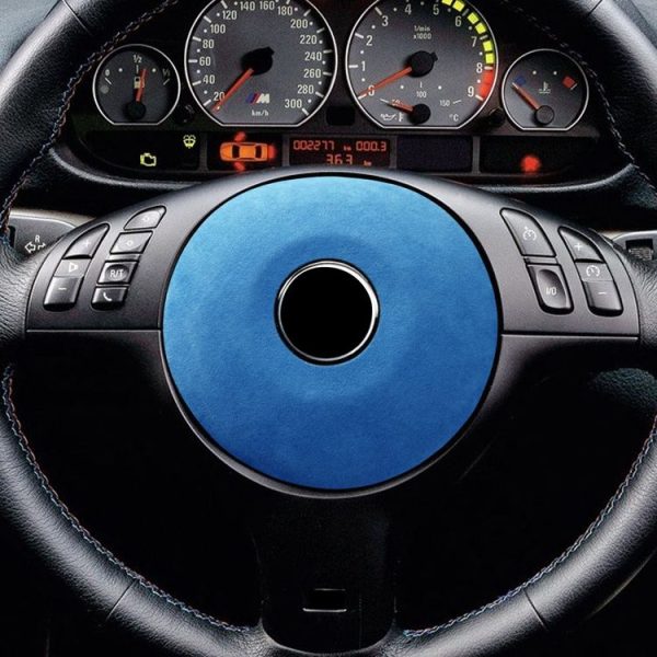 Car Suede Wrap Steering Wheel Decorative Cover for BMW M3 E46 2003-2012 3 Series, Left and Right Drive Universal (Sky Blue) - Image 5