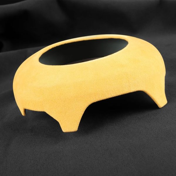 Car Suede Wrap Steering Wheel Airbag Decorative Cover for Ford Mustang 2015-2021, Left and Right Drive Universal (Yellow) - Image 4
