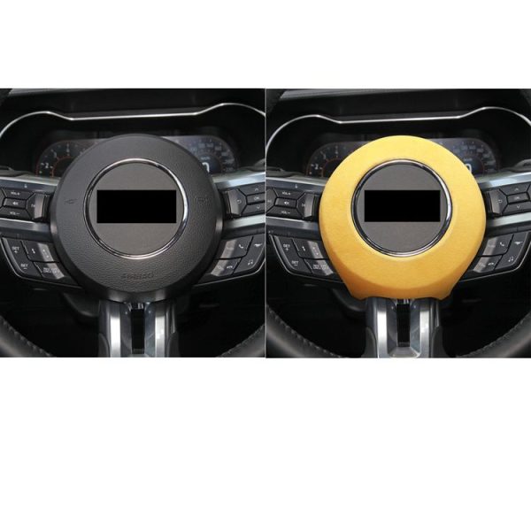 Car Suede Wrap Steering Wheel Airbag Decorative Cover for Ford Mustang 2015-2021, Left and Right Drive Universal (Yellow) - Image 6