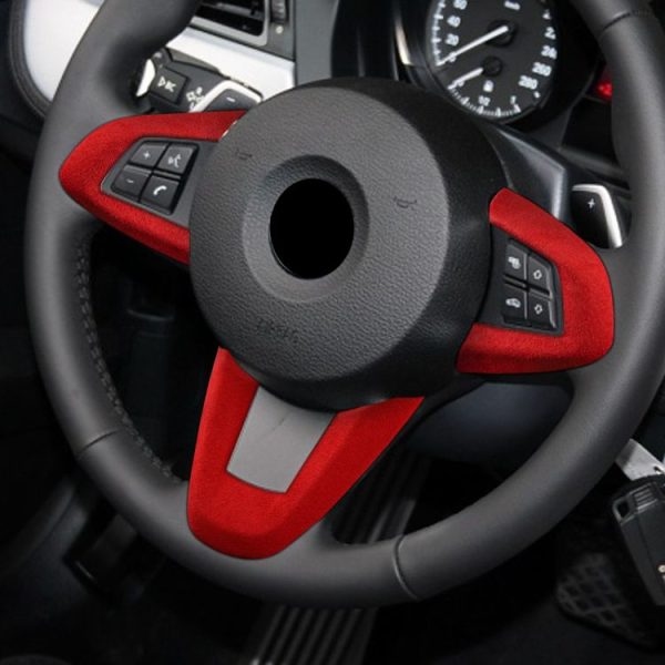 Car Suede Wrap Steering Wheel Decorative Cover for Ford Mustang 2015-2021, Left and Right Drive Universal (Wine Red) - Image 5