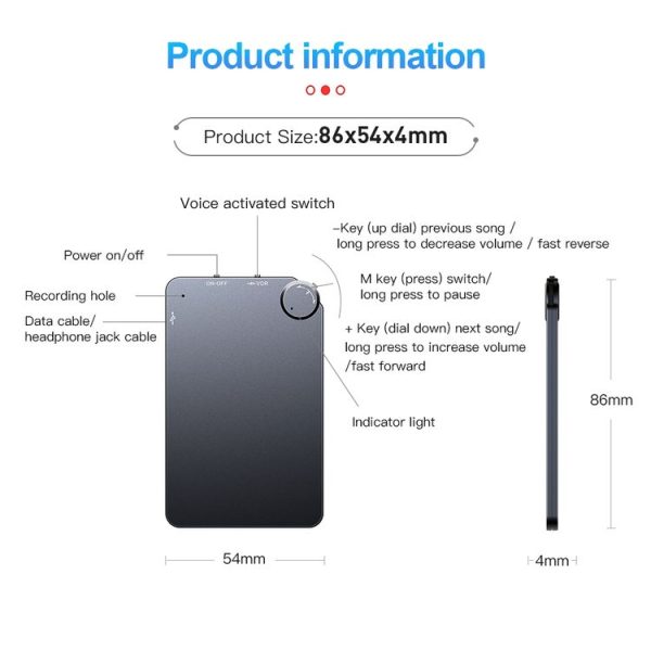 K2 Portable Ultra-thin Card Voice Recorder, Capacity: 32GB (Black) - Image 13