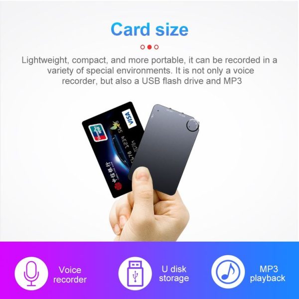 K2 Portable Ultra-thin Card Voice Recorder, Capacity: 32GB (Black) - Image 6