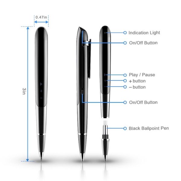 Q9 AI Intelligent High-definition Noise Reduction Conference Recording Pen Voice Control Recorder, Capacity: 8GB (Black) - Image 2