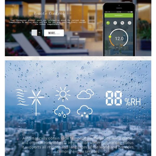 BHT-005-GBLW 220V AC 16A Smart Home Heating Thermostat for EU Box, Control Electric Heating with Only Internal Sensor & WIFI Connection - Image 4