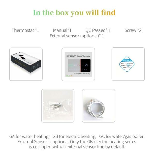 BHT-005-GBLW 220V AC 16A Smart Home Heating Thermostat for EU Box, Control Electric Heating with Only Internal Sensor & WIFI Connection - Image 7