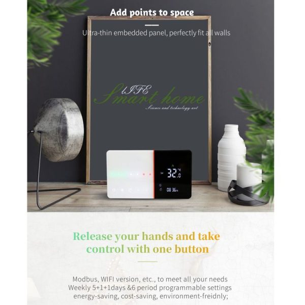 BHT-005-GCLW 220V AC 3A Smart Home Heating Thermostat for EU Box, Control Boiler Heating with Only Internal Sensor & WIFI Connection - Image 3